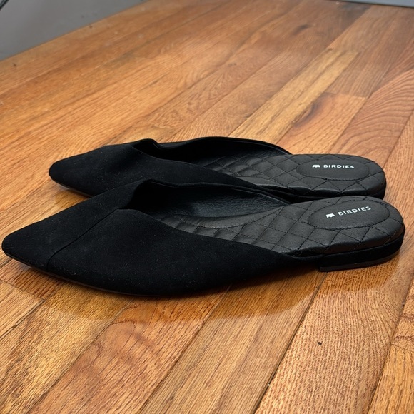 Birdies The Swan Black Suede Pointed-Toe Slides with Quilted Insole, Size 12 - Picture 4 of 8